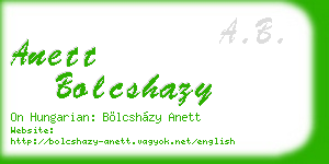 anett bolcshazy business card